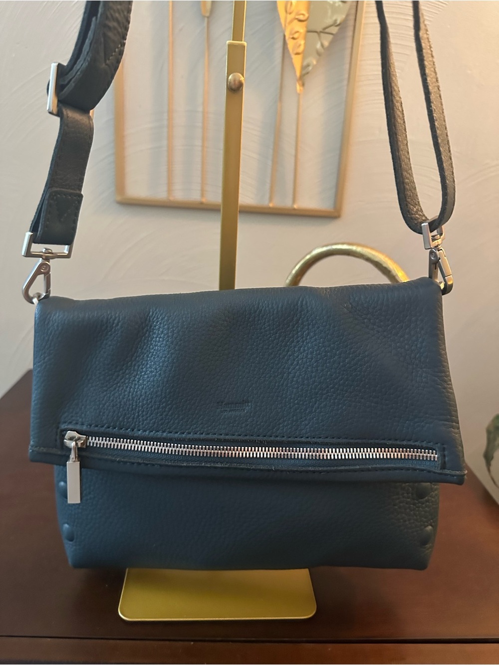 Hammitt VIP Occasion Teal Leather Crossbody Silver Hardware Red Suede - Picture 14 of 16